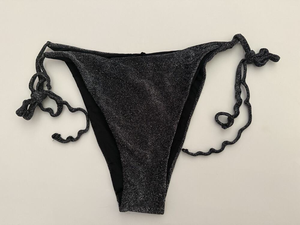 Berlook Black Lurex Tie Side Bikini Bottoms Size L Shimmer Swimwear